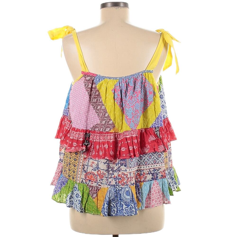 ANTHROPOLOGIE Let Me Be ruffle tiered patchwork boho tank top summery blouse 6 - Picture 2 of 7